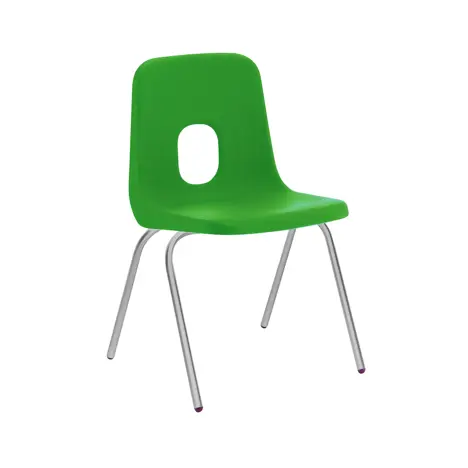 E Series Polypropylene Classroom Chair - 4 Silver Legs - Size EA - Green